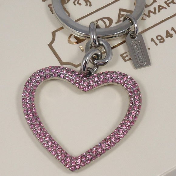 Coach Accessories New Coach Swarovski Crystal Heart Key Chain Pink Poshmark